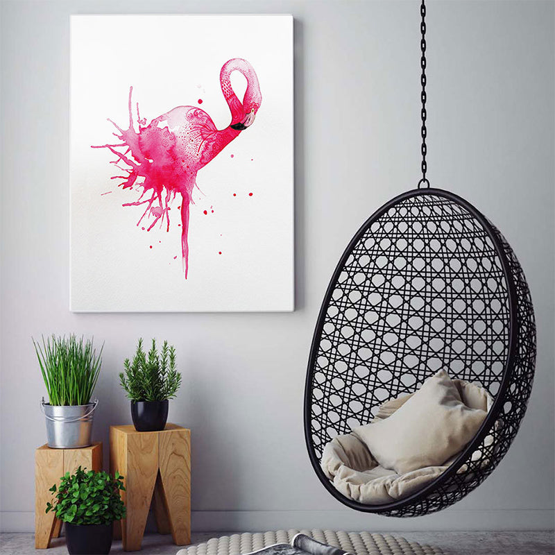 Pink Flamingo Wall Art Animal Tropical Textured Wrapped Canvas for Kids Room Clearhalo 'Art Gallery' 'Canvas Art' 'Kids' Arts' 1639597