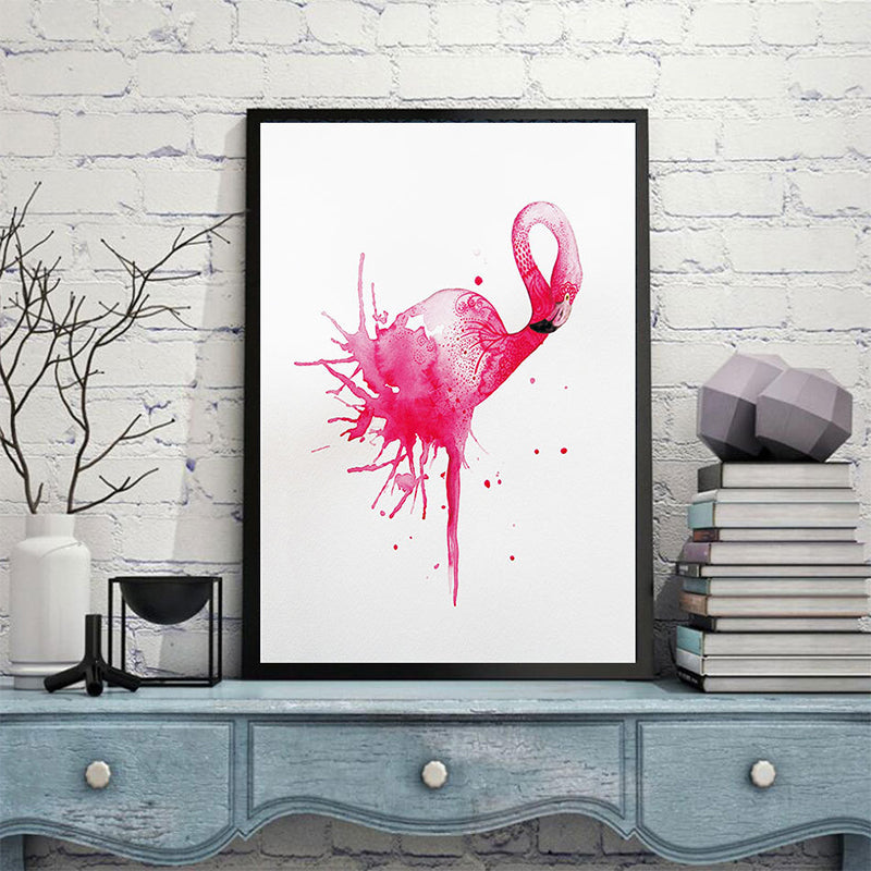 Pink Flamingo Wall Art Animal Tropical Textured Wrapped Canvas for Kids Room Clearhalo 'Art Gallery' 'Canvas Art' 'Kids' Arts' 1639598