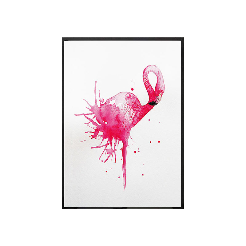 Pink Flamingo Wall Art Animal Tropical Textured Wrapped Canvas for Kids Room Clearhalo 'Art Gallery' 'Canvas Art' 'Kids' Arts' 1639599