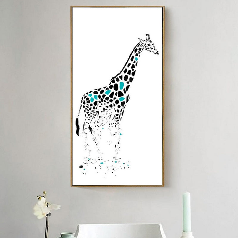 Cartoon Giraffe Wall Art Canvas Textured White Wall Decor for Childrens Bedroom White Design 1 Clearhalo 'Art Gallery' 'Canvas Art' 'Kids' Arts' 1639610