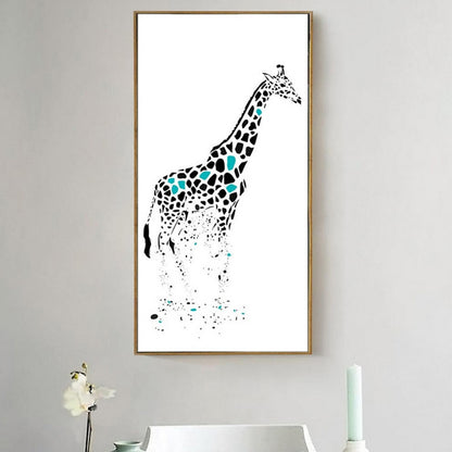 Cartoon Giraffe Wall Art Canvas Textured White Wall Decor for Childrens Bedroom White Design 1 Clearhalo 'Art Gallery' 'Canvas Art' 'Kids' Arts' 1639610