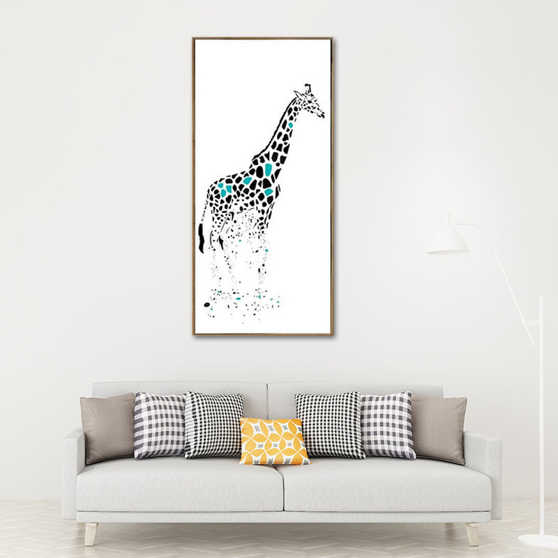Cartoon Giraffe Wall Art Canvas Textured White Wall Decor for Childrens Bedroom Clearhalo 'Art Gallery' 'Canvas Art' 'Kids' Arts' 1639611