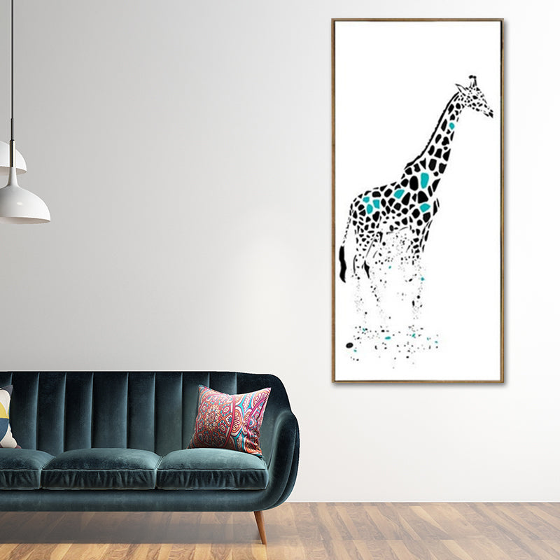 Cartoon Giraffe Wall Art Canvas Textured White Wall Decor for Childrens Bedroom Clearhalo 'Art Gallery' 'Canvas Art' 'Kids' Arts' 1639612