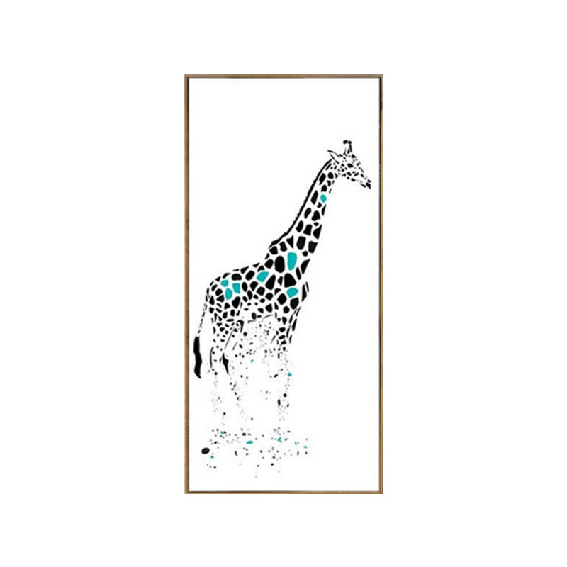 Cartoon Giraffe Wall Art Canvas Textured White Wall Decor for Childrens Bedroom Clearhalo 'Art Gallery' 'Canvas Art' 'Kids' Arts' 1639613