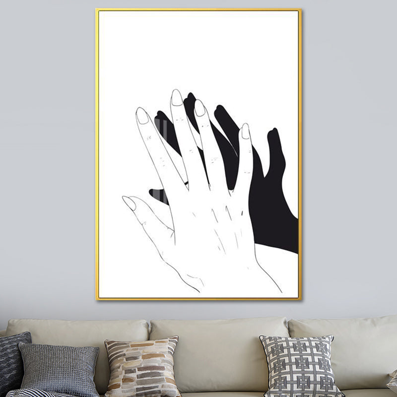 Scandinavian Style Teenagers Wall Decor Hand and Reflection in Pastel Color Painting Black Clearhalo 'Arts' 'Canvas Art' 1639631