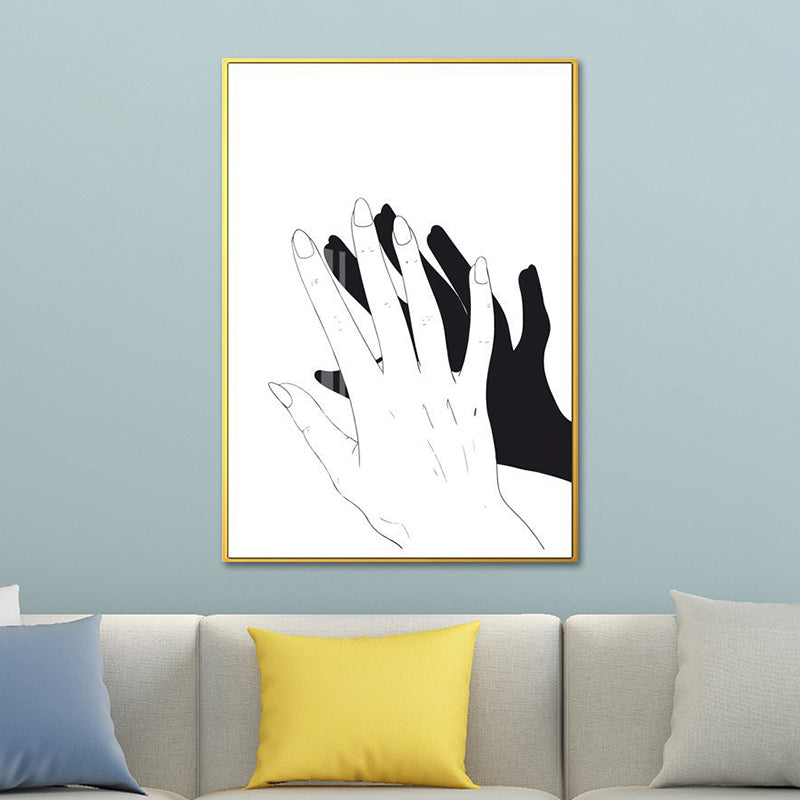 Scandinavian Style Teenagers Wall Decor Hand and Reflection in Pastel Color Painting Clearhalo 'Arts' 'Canvas Art' 1639632