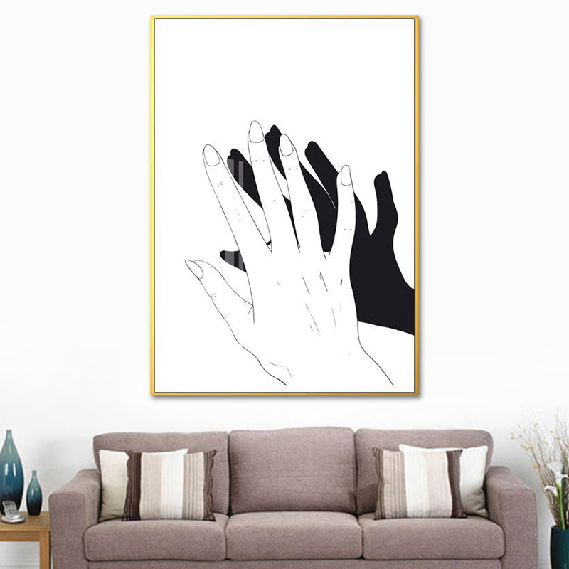 Scandinavian Style Teenagers Wall Decor Hand and Reflection in Pastel Color Painting Clearhalo 'Arts' 'Canvas Art' 1639633