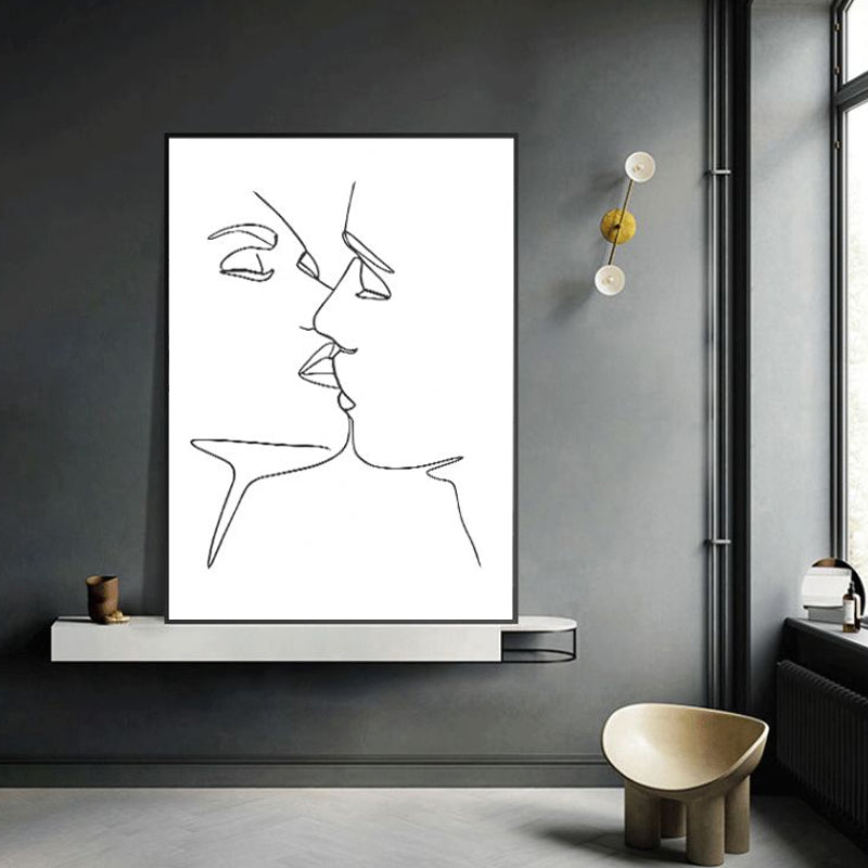 Scandinavian Style Teenagers Wall Decor Hand and Reflection in Pastel Color Painting White Clearhalo 'Arts' 'Canvas Art' 1639638