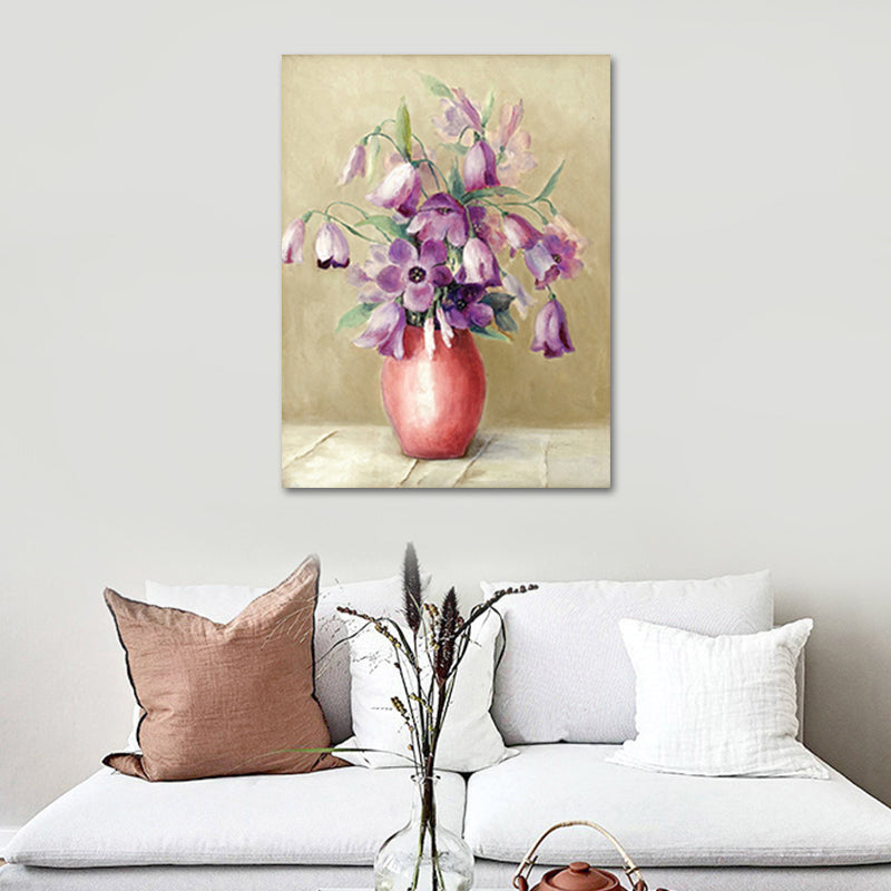 Flower and Vase Painting Canvas Modernism Textured Wall Art in Light Color Clearhalo 'Art Gallery' 'Canvas Art' 'Contemporary Art Gallery' 'Modern' Arts' 1639680