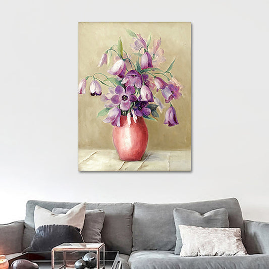 Flower and Vase Painting Canvas Modernism Textured Wall Art in Light Color Clearhalo 'Art Gallery' 'Canvas Art' 'Contemporary Art Gallery' 'Modern' Arts' 1639681