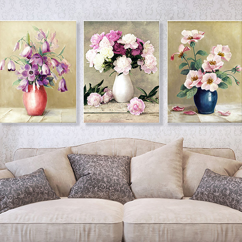 Flower and Vase Painting Canvas Modernism Textured Wall Art in Light Color White Clearhalo 'Art Gallery' 'Canvas Art' 'Contemporary Art Gallery' 'Modern' Arts' 1639686