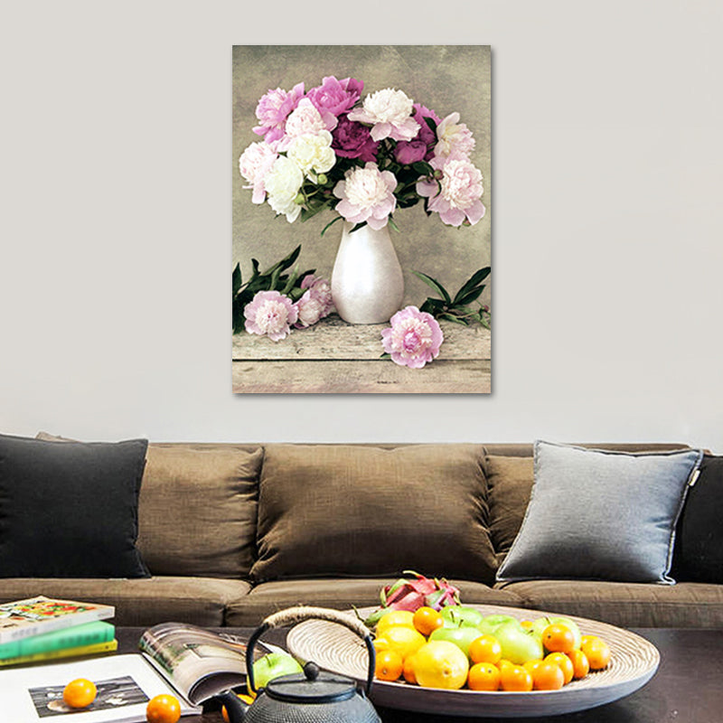 Flower and Vase Painting Canvas Modernism Textured Wall Art in Light Color Clearhalo 'Art Gallery' 'Canvas Art' 'Contemporary Art Gallery' 'Modern' Arts' 1639687