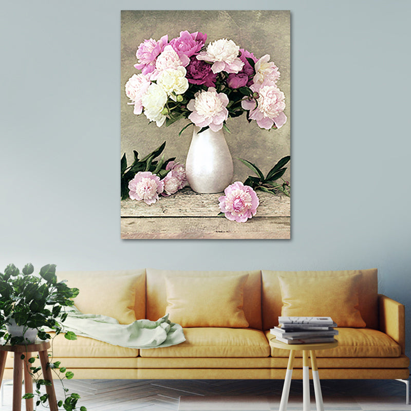 Flower and Vase Painting Canvas Modernism Textured Wall Art in Light Color Clearhalo 'Art Gallery' 'Canvas Art' 'Contemporary Art Gallery' 'Modern' Arts' 1639688