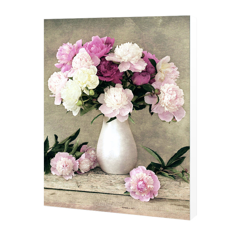 Flower and Vase Painting Canvas Modernism Textured Wall Art in Light Color Clearhalo 'Art Gallery' 'Canvas Art' 'Contemporary Art Gallery' 'Modern' Arts' 1639689