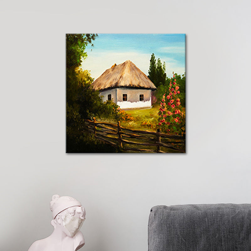 Rural Scenery Oil Painting Canvas Print Pastel Color Sitting Room Wall Art Clearhalo 'Art Gallery' 'Canvas Art' 'Country Art Gallery' 'French Country' 'Rustic' Arts' 1639708