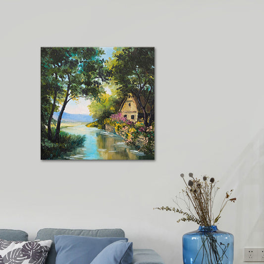 Rural Scenery Oil Painting Canvas Print Pastel Color Sitting Room Wall Art Clearhalo 'Art Gallery' 'Canvas Art' 'Country Art Gallery' 'French Country' 'Rustic' Arts' 1639711