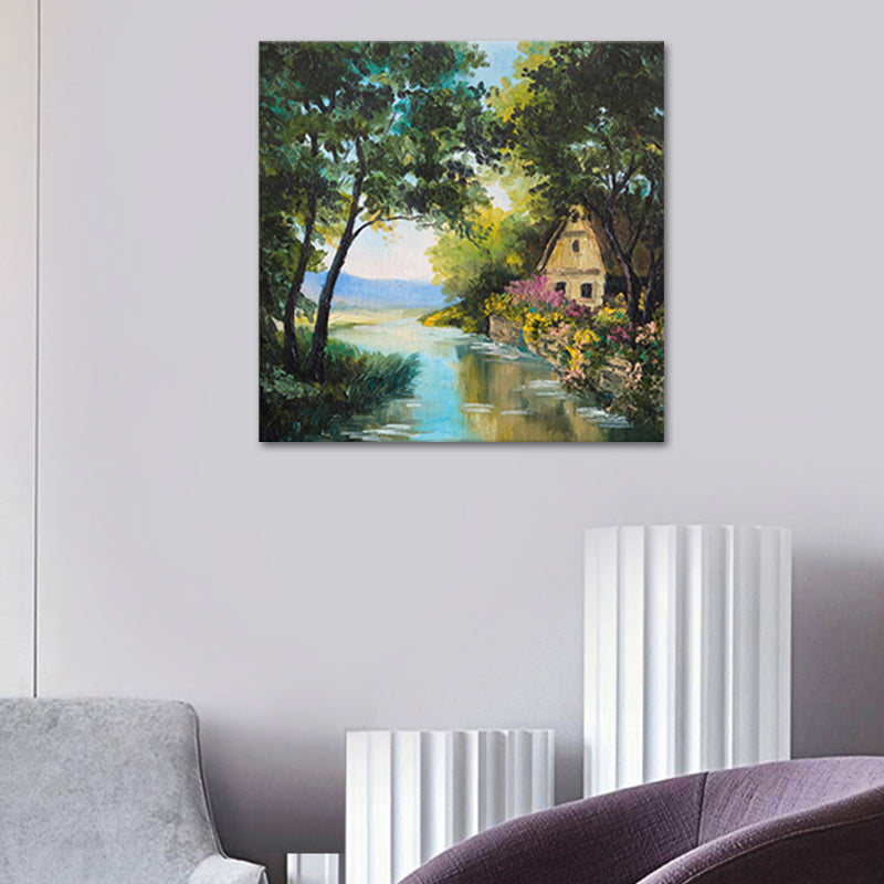 Rural Scenery Oil Painting Canvas Print Pastel Color Sitting Room Wall Art Clearhalo 'Art Gallery' 'Canvas Art' 'Country Art Gallery' 'French Country' 'Rustic' Arts' 1639712