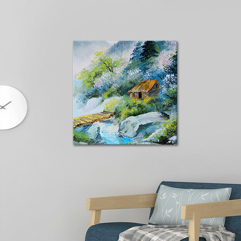 Rural Scenery Oil Painting Canvas Print Pastel Color Sitting Room Wall Art Clearhalo 'Art Gallery' 'Canvas Art' 'Country Art Gallery' 'French Country' 'Rustic' Arts' 1639715
