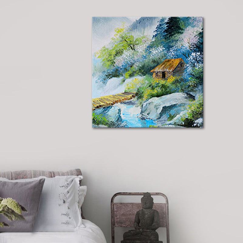 Rural Scenery Oil Painting Canvas Print Pastel Color Sitting Room Wall Art Clearhalo 'Art Gallery' 'Canvas Art' 'Country Art Gallery' 'French Country' 'Rustic' Arts' 1639716