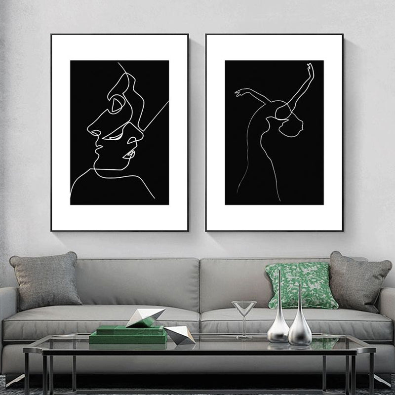 Black Character Pattern Wall Decor Textured Scandinavian Style Boys Bedroom Painting Black Design 1 Clearhalo 'Arts' 'Canvas Art' 1639732