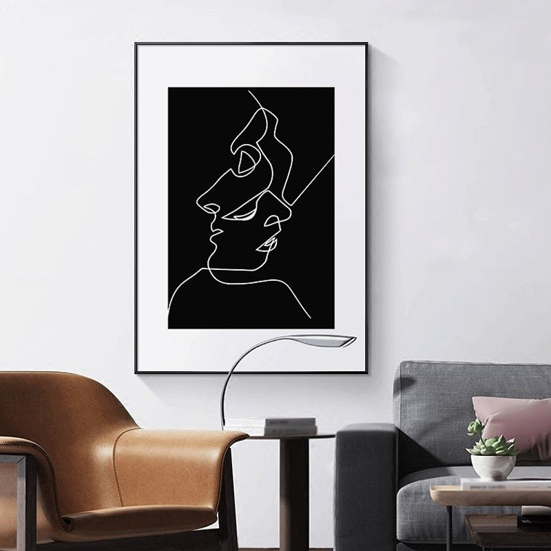 Black Character Pattern Wall Decor Textured Scandinavian Style Boys Bedroom Painting Clearhalo 'Arts' 'Canvas Art' 1639733