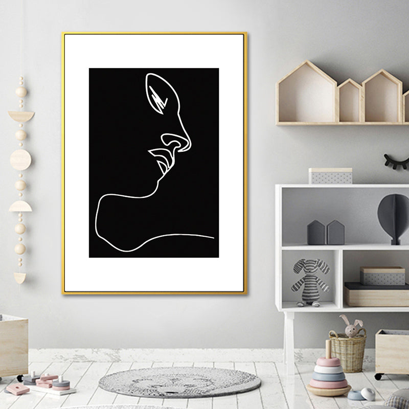 Black Character Pattern Wall Decor Textured Scandinavian Style Boys Bedroom Painting Black Design 4 Clearhalo 'Arts' 'Canvas Art' 1639752