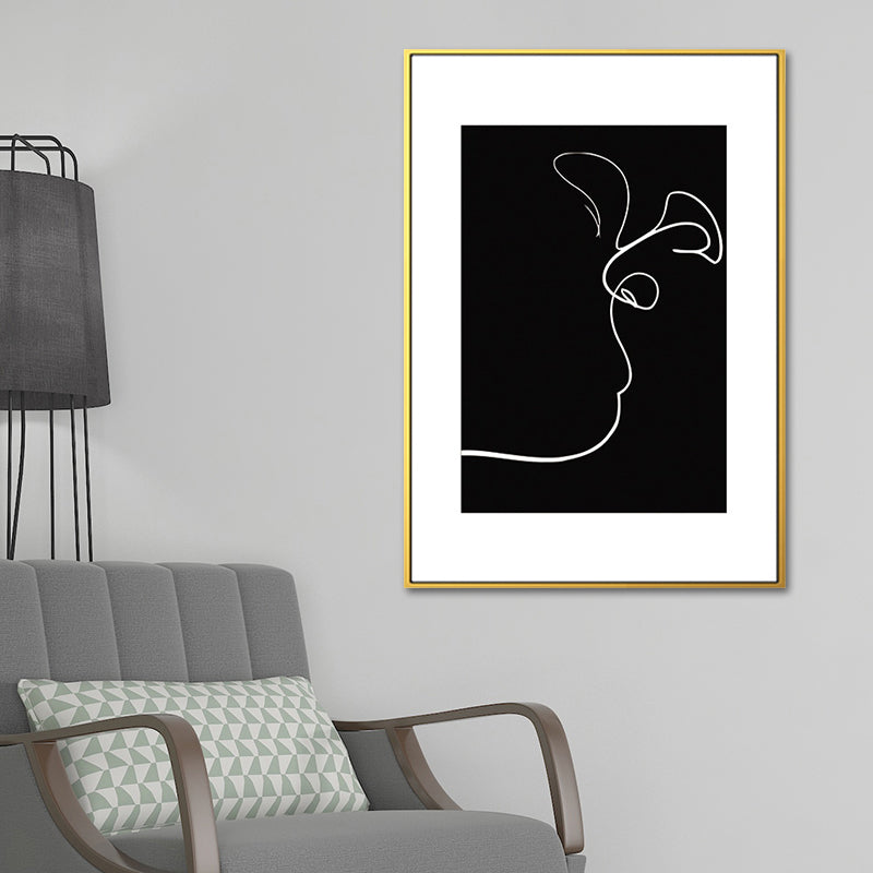 Black Figure Portrait Canvas Pencil Nordic Style Textured Wall Art Print for Playroom Black Design 1 Clearhalo 'Arts' 'Canvas Art' 1639766