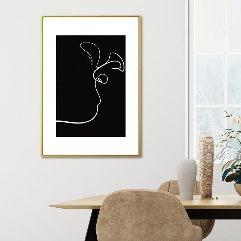 Black Figure Portrait Canvas Pencil Nordic Style Textured Wall Art Print for Playroom Clearhalo 'Arts' 'Canvas Art' 1639767