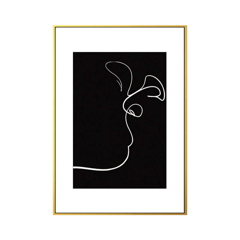 Black Figure Portrait Canvas Pencil Nordic Style Textured Wall Art Print for Playroom Clearhalo 'Arts' 'Canvas Art' 1639768