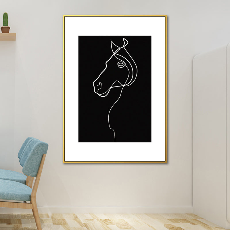 Black Figure Portrait Canvas Pencil Nordic Style Textured Wall Art Print for Playroom Black Design 2 Clearhalo 'Arts' 'Canvas Art' 1639772