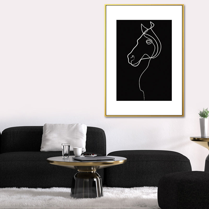 Black Figure Portrait Canvas Pencil Nordic Style Textured Wall Art Print for Playroom Clearhalo 'Arts' 'Canvas Art' 1639773