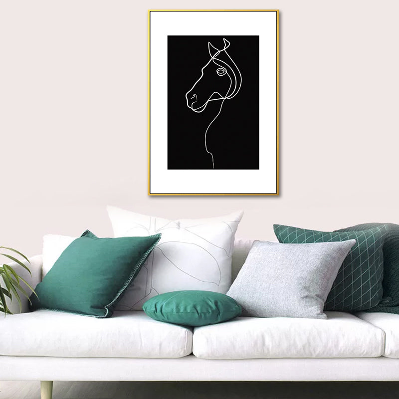 Black Figure Portrait Canvas Pencil Nordic Style Textured Wall Art Print for Playroom Clearhalo 'Arts' 'Canvas Art' 1639774