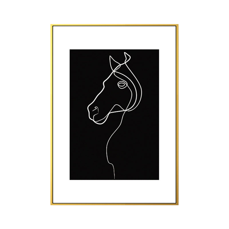 Black Figure Portrait Canvas Pencil Nordic Style Textured Wall Art Print for Playroom Clearhalo 'Arts' 'Canvas Art' 1639775