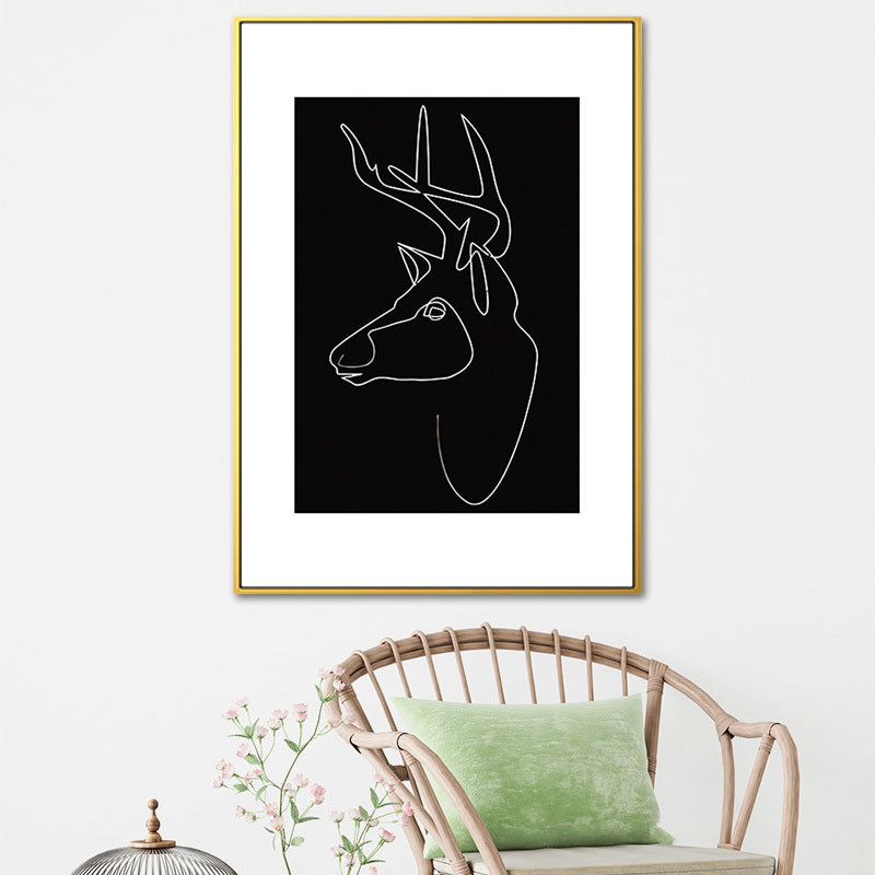 Black Figure Portrait Canvas Pencil Nordic Style Textured Wall Art Print for Playroom Black Design 3 Clearhalo 'Arts' 'Canvas Art' 1639779