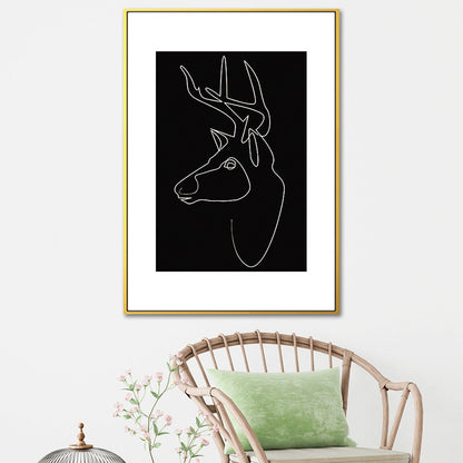 Black Figure Portrait Canvas Pencil Nordic Style Textured Wall Art Print for Playroom Black Design 3 Clearhalo 'Arts' 'Canvas Art' 1639779