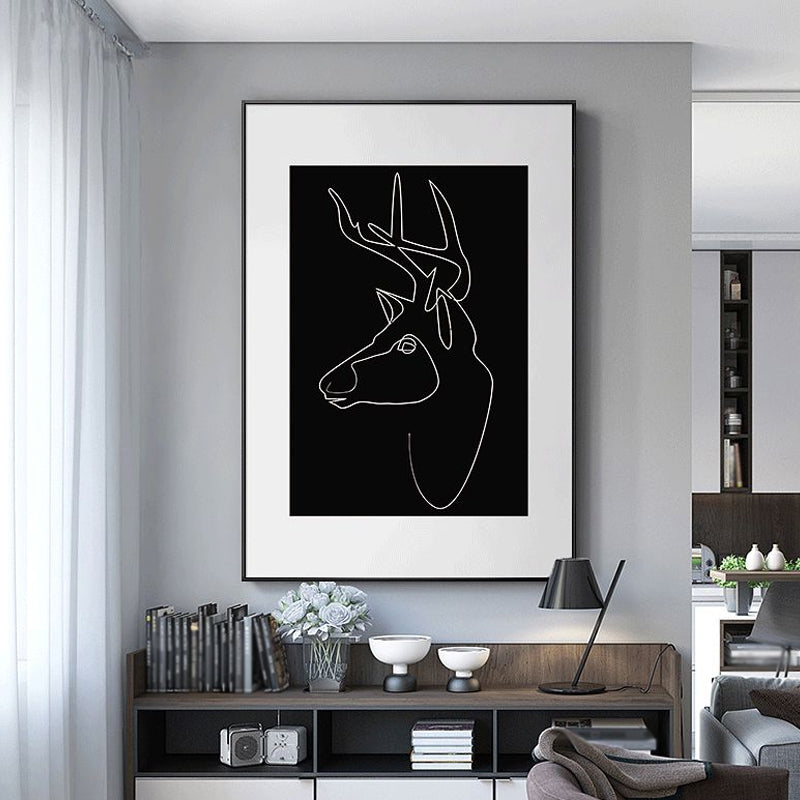 Black Figure Portrait Canvas Pencil Nordic Style Textured Wall Art Print for Playroom Clearhalo 'Arts' 'Canvas Art' 1639780