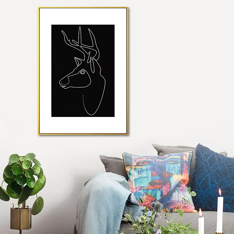 Black Figure Portrait Canvas Pencil Nordic Style Textured Wall Art Print for Playroom Clearhalo 'Arts' 'Canvas Art' 1639781