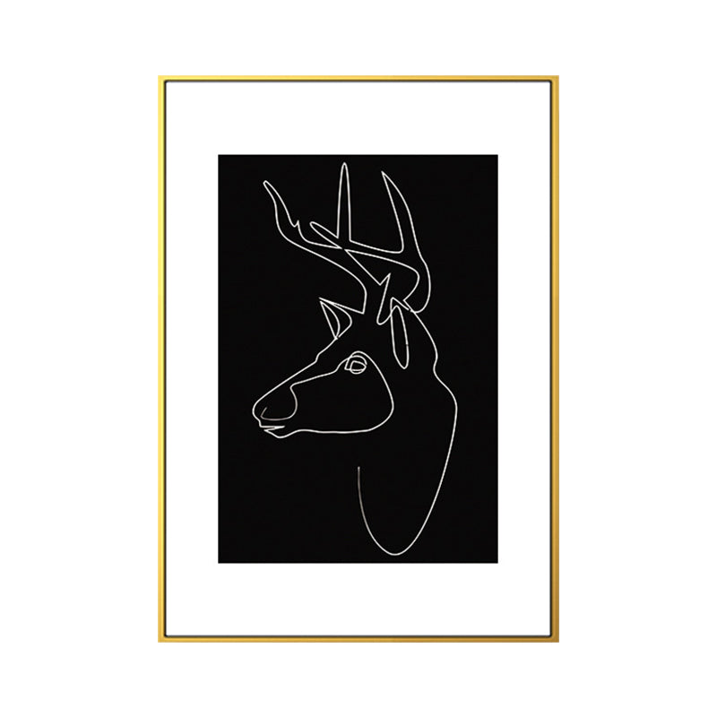 Black Figure Portrait Canvas Pencil Nordic Style Textured Wall Art Print for Playroom Clearhalo 'Arts' 'Canvas Art' 1639782