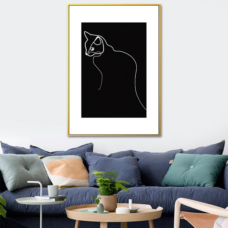 Black Figure Portrait Canvas Pencil Nordic Style Textured Wall Art Print for Playroom Black Design 4 Clearhalo 'Arts' 'Canvas Art' 1639786