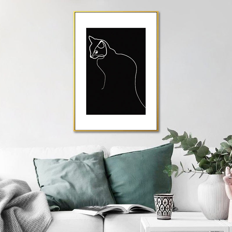 Black Figure Portrait Canvas Pencil Nordic Style Textured Wall Art Print for Playroom Clearhalo 'Arts' 'Canvas Art' 1639787