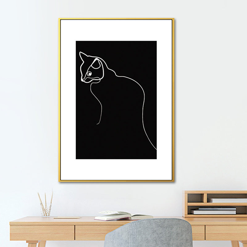 Black Figure Portrait Canvas Pencil Nordic Style Textured Wall Art Print for Playroom Clearhalo 'Arts' 'Canvas Art' 1639788