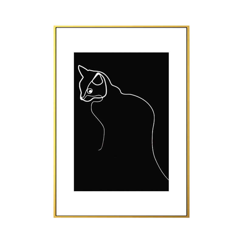 Black Figure Portrait Canvas Pencil Nordic Style Textured Wall Art Print for Playroom Clearhalo 'Arts' 'Canvas Art' 1639789