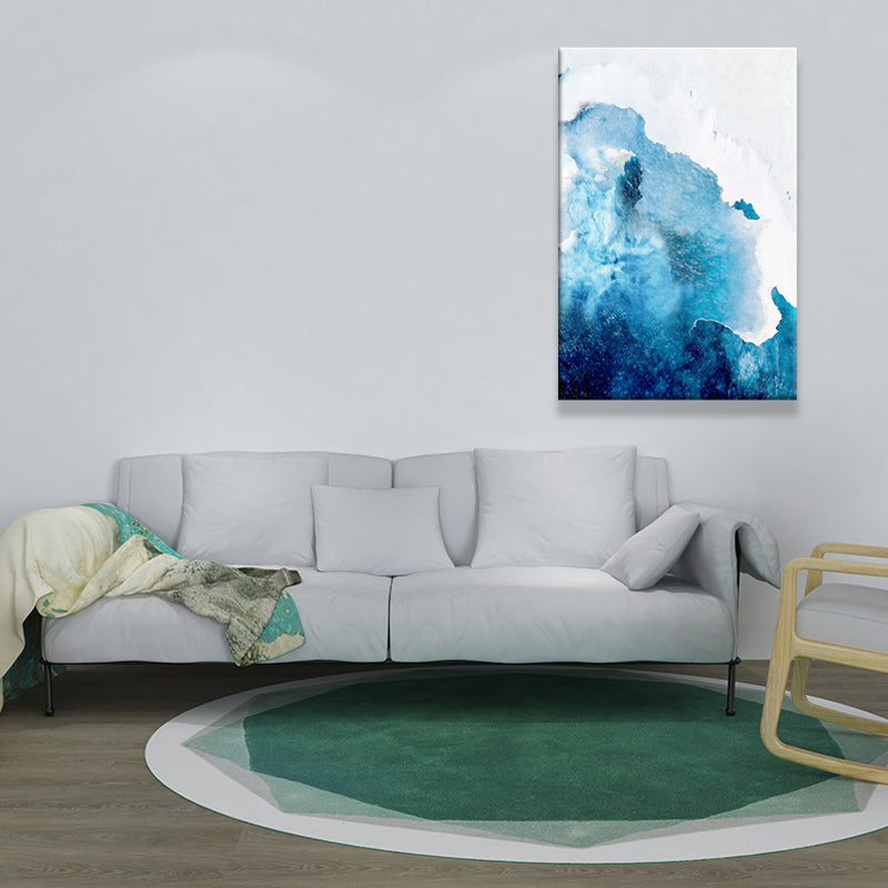 Blue Abstract Painting Canvas Print Textured Contemporary Sitting Room Wall Art Decor Clearhalo 'Art Gallery' 'Canvas Art' 'Contemporary Art Gallery' 'Modern' Arts' 1639857