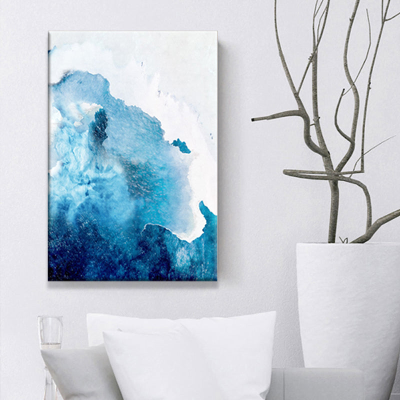 Blue Abstract Painting Canvas Print Textured Contemporary Sitting Room Wall Art Decor Clearhalo 'Art Gallery' 'Canvas Art' 'Contemporary Art Gallery' 'Modern' Arts' 1639858