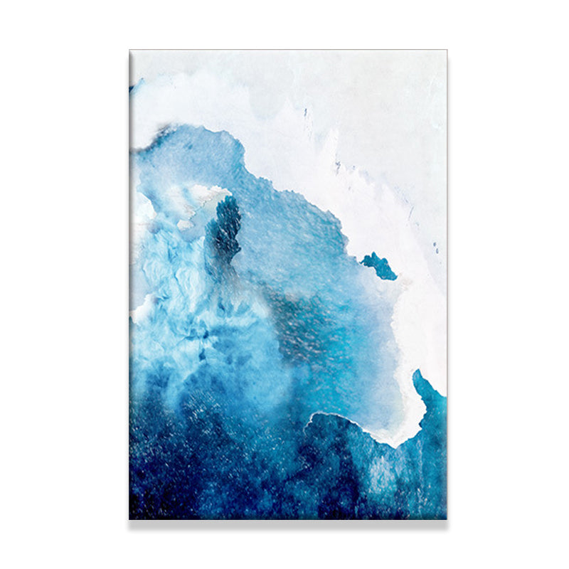 Blue Abstract Painting Canvas Print Textured Contemporary Sitting Room Wall Art Decor Clearhalo 'Art Gallery' 'Canvas Art' 'Contemporary Art Gallery' 'Modern' Arts' 1639859