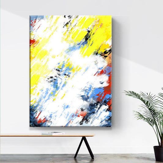 Textured Abstract Wall Art Modernist Canvas Painting for Living Room, Multicolored Yellow