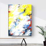 Textured Abstract Wall Art Modernist Canvas Painting for Living Room, Multicolored Yellow