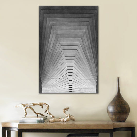Modern Tapered Pattern Canvas Print Grey Geometric Wall Art Decor for Sitting Room Grey Clearhalo 'Art Gallery' 'Canvas Art' 'Contemporary Art Gallery' 'Modern' Arts' 1639898