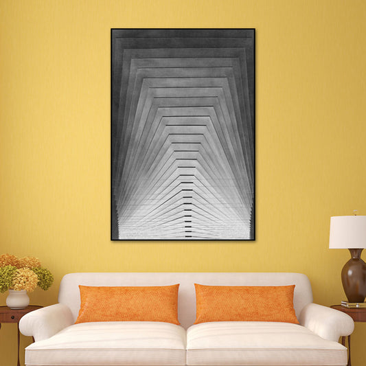 Modern Tapered Pattern Canvas Print Grey Geometric Wall Art Decor for Sitting Room Clearhalo 'Art Gallery' 'Canvas Art' 'Contemporary Art Gallery' 'Modern' Arts' 1639899
