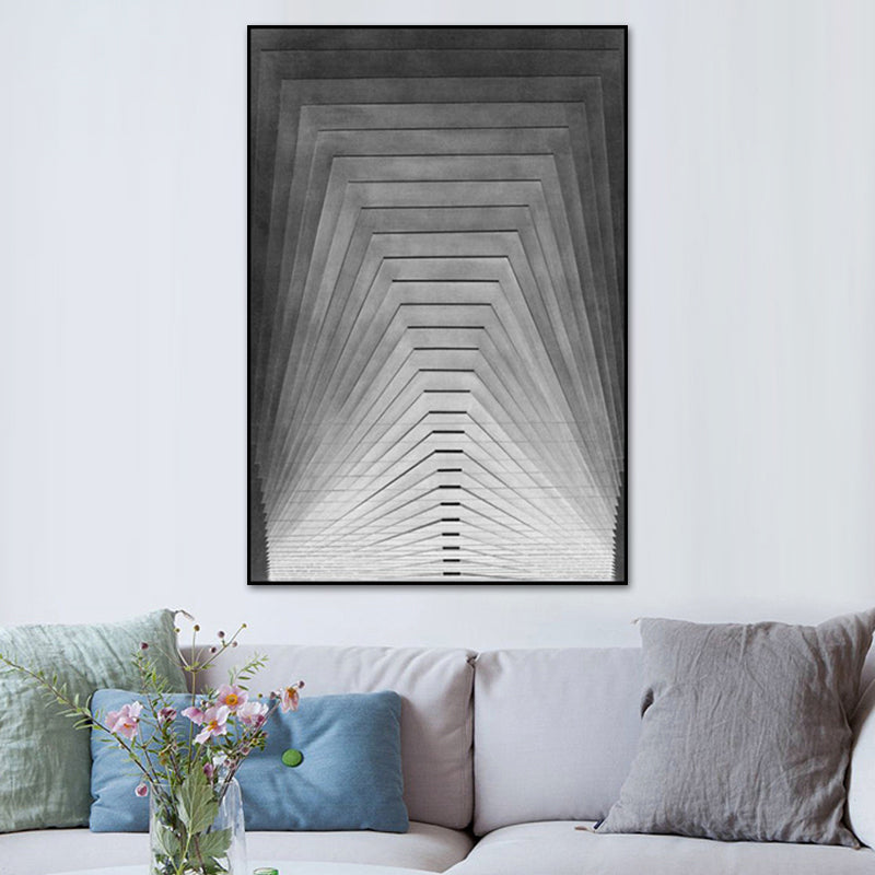 Modern Tapered Pattern Canvas Print Grey Geometric Wall Art Decor for Sitting Room Clearhalo 'Art Gallery' 'Canvas Art' 'Contemporary Art Gallery' 'Modern' Arts' 1639900